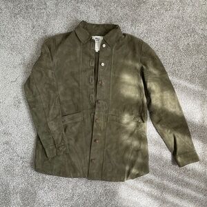 Sézane Will Jacket in Khaki Suede